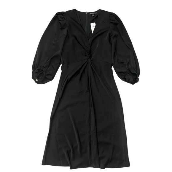 Banana Republic Babydoll Twist Front Midi Dress Black 4 Whimsygoth Dark Romantic - Picture 3 of 11